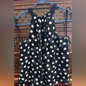 Style & Co. Double silk Elegant Black and White Sleeveless Polka Dot Blouse 8P